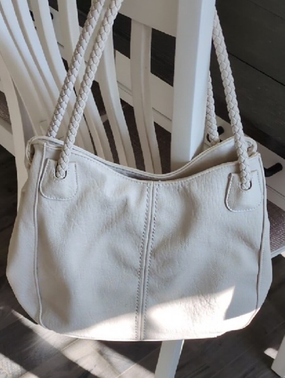 Antik Kraft Cream Shoulder Tote Bag with Braided Handles